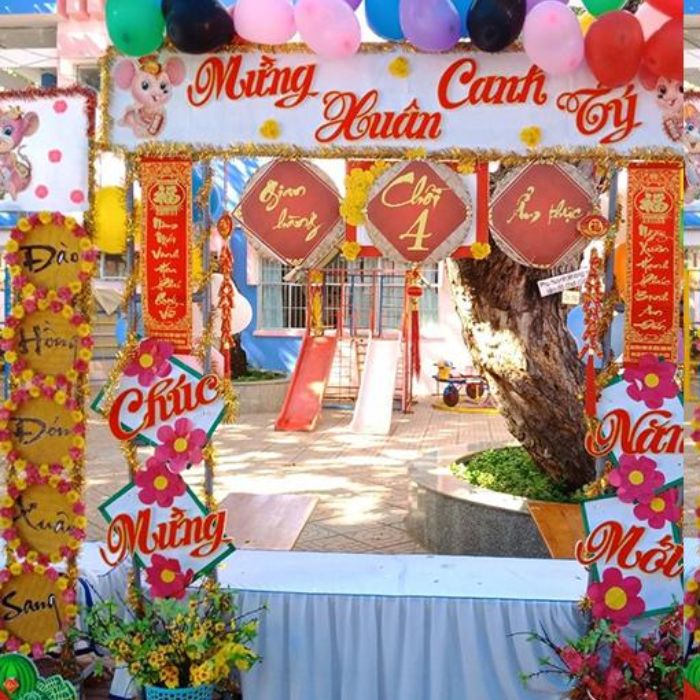 ảnh trang trí gian hàng ẩm thực trường học dễ thương