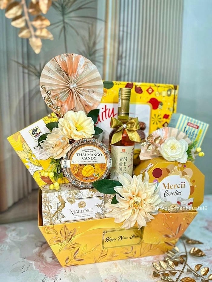 ảnh trang trí giỏ quà tết đẹp cực