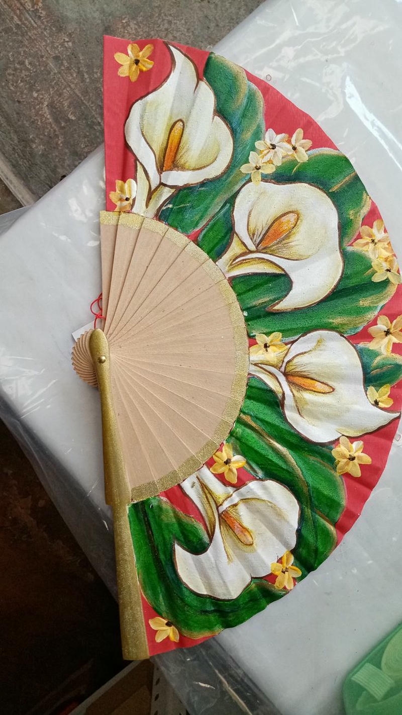 ảnh trang trí quạt hoa