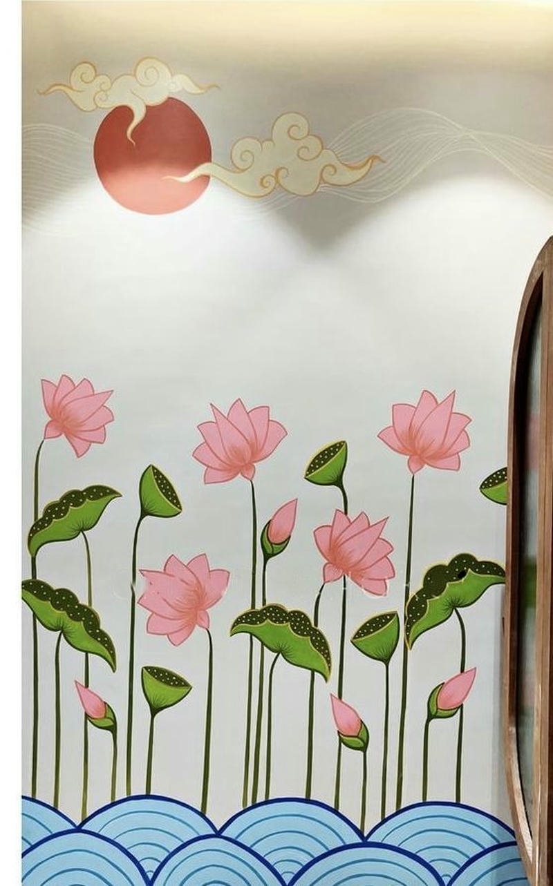 ảnh trang trí tường hoa sen