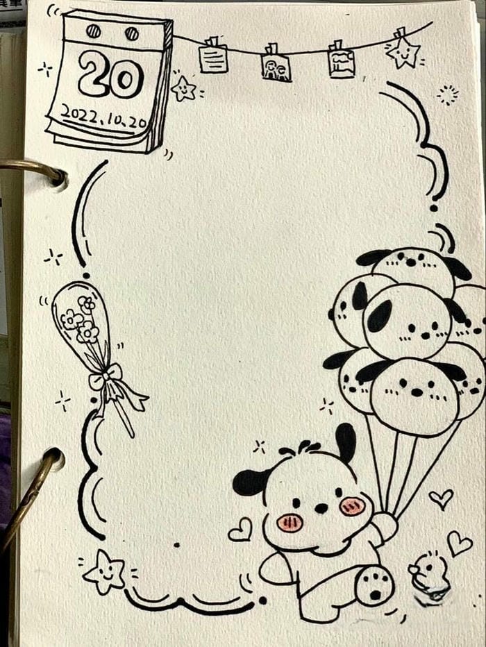 ảnh vẽ trang trí sổ tay đơn giản cute nhất