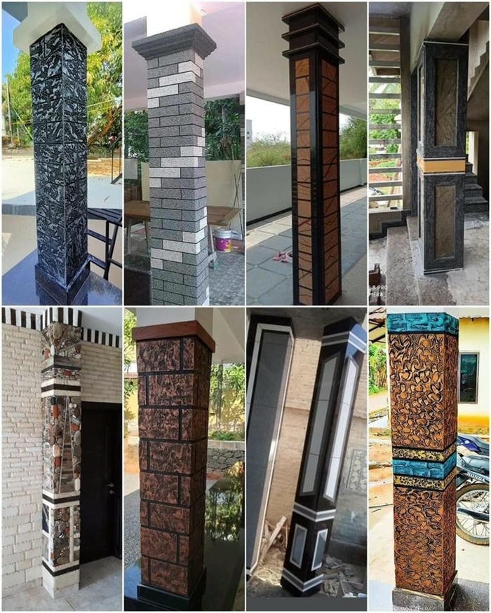 hình ảnh trang trí cột vuông trước nhà đẹp