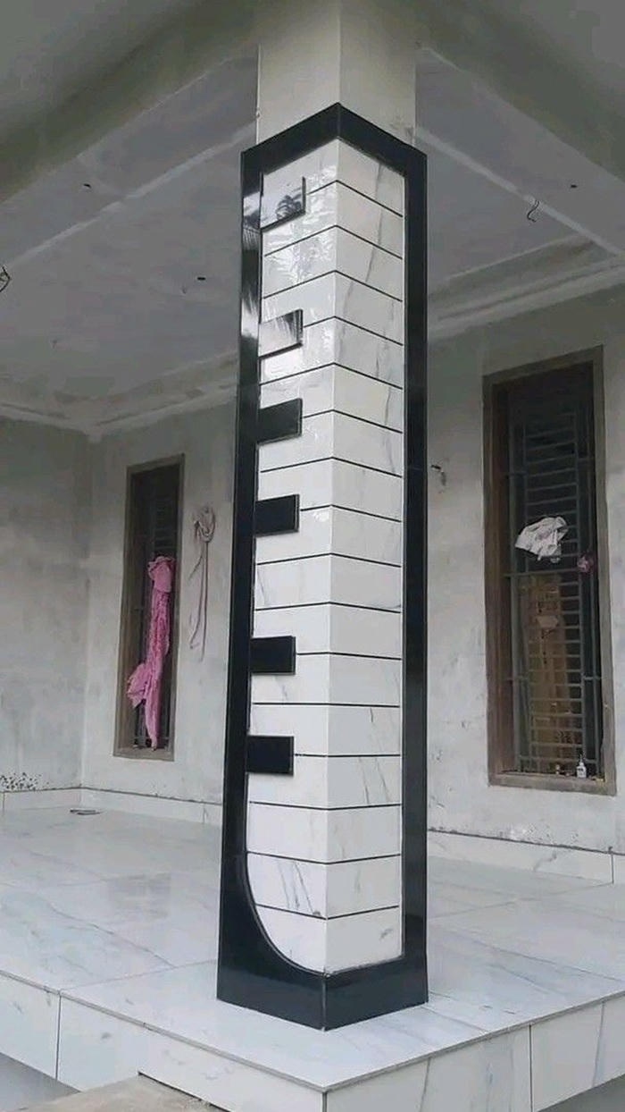 hinh trang tri cot vuong truoc nha