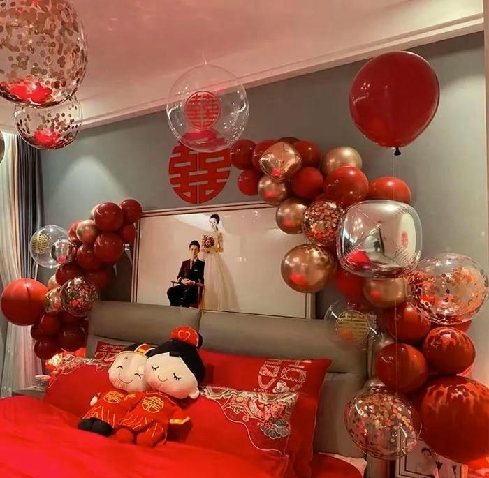 hình trang trí giường cưới đẹp cực