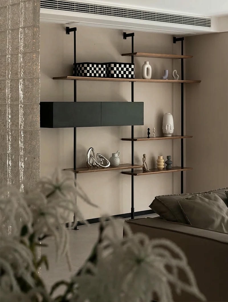 kệ trang trí phòng khách hiện đại đơn giản