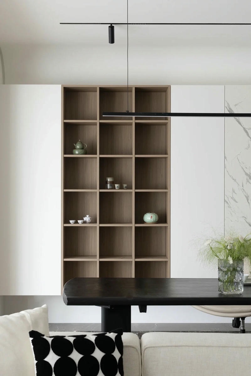 kệ trang trí phòng khách hiện đại trong tường