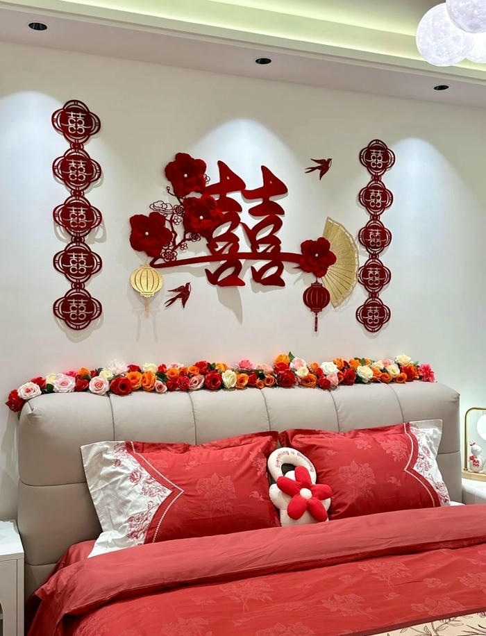 mẫu trang trí giường cưới