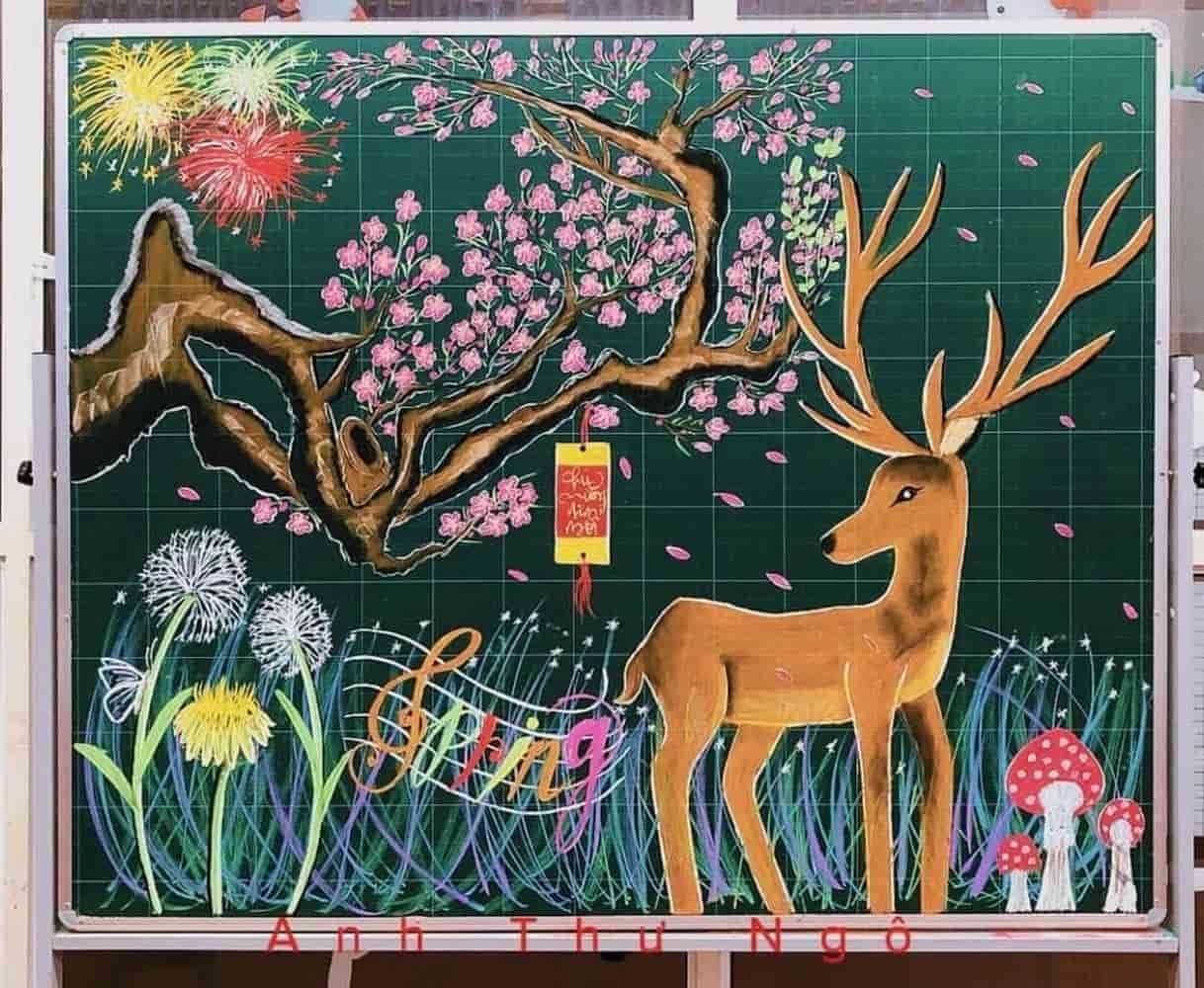 mẫu vẽ bảng tết đẹp