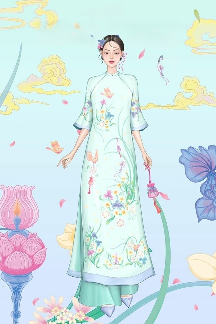 trang trí áo dài giao thừa