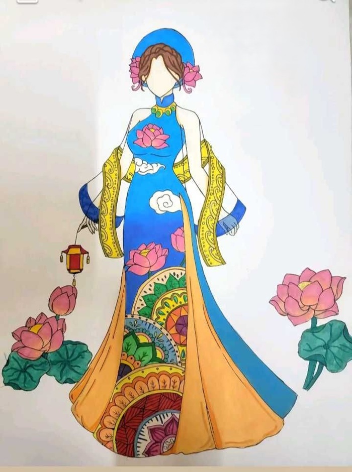trang trí áo dài nhiều màu