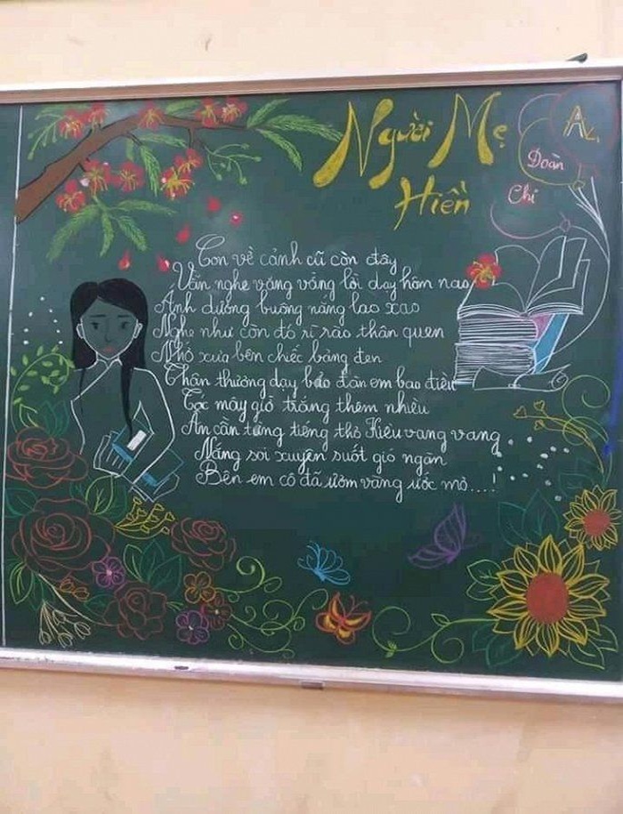 trang trí bảng 20_11 thơ và cô