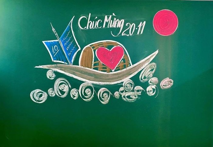 trang trí bảng 20_11 thuyền và tim