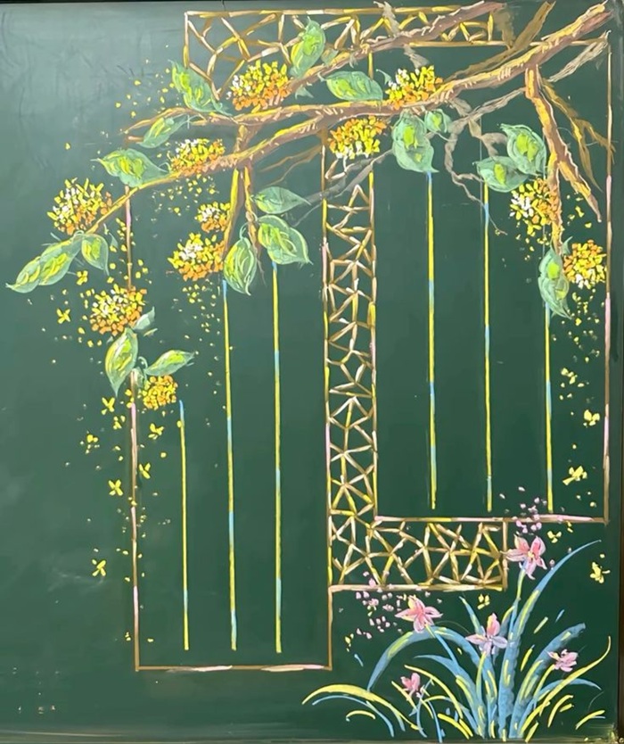 trang trí bảng cây mai