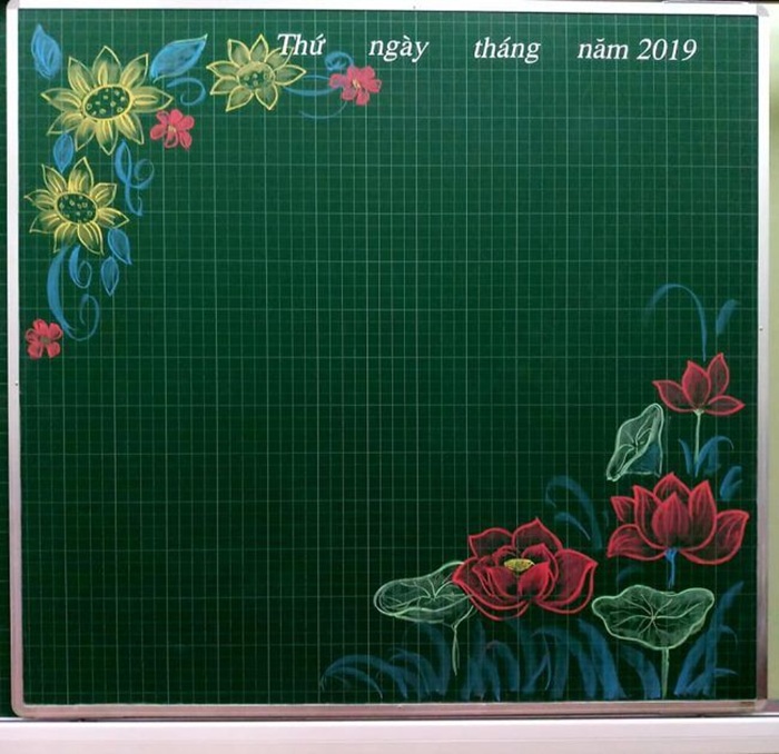 trang trí bảng cây sen