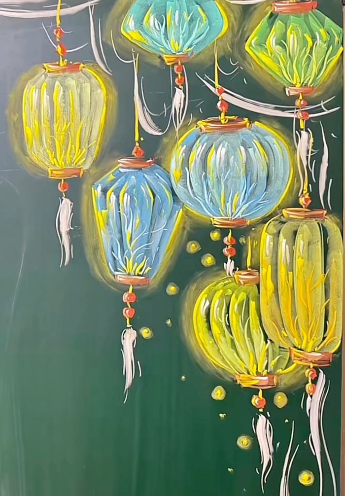 trang trí bảng đèn lồng