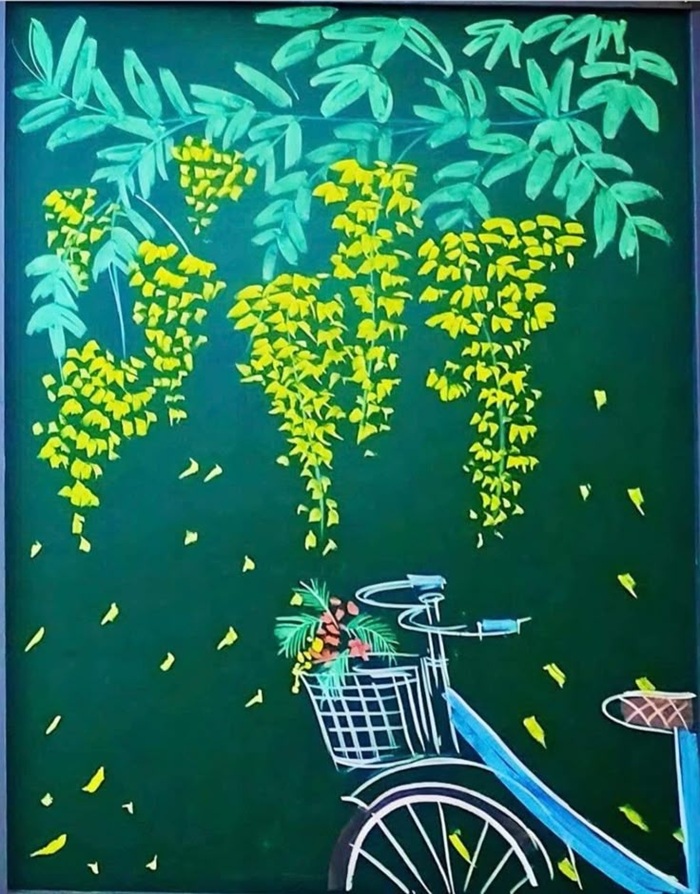 trang trí bảng hoa vàng