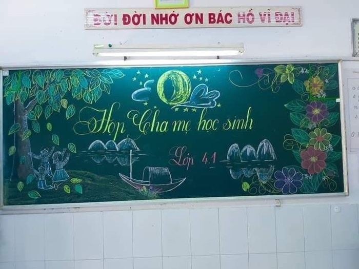 trang trí bảng họp phụ huynh chữ mảnh