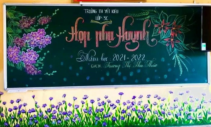 trang trí bảng họp phụ huynh hoa