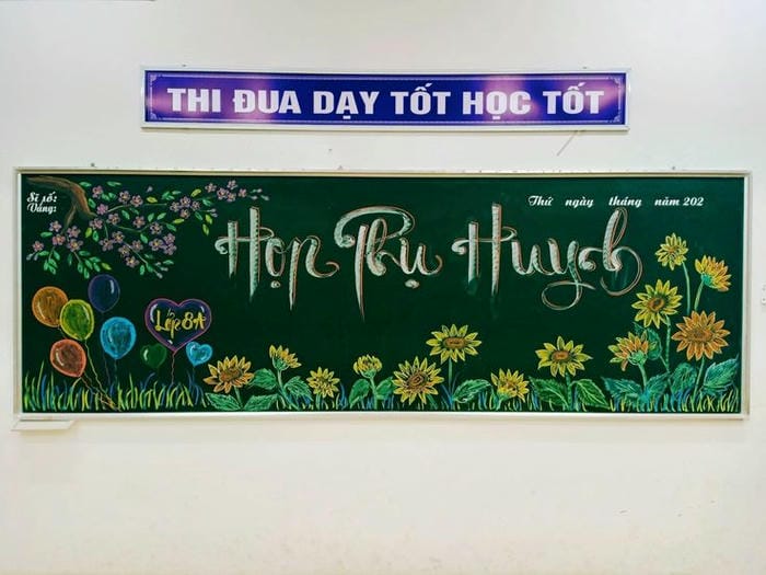 trang trí bảng họp phụ huynh kiểu hoa hướng dương