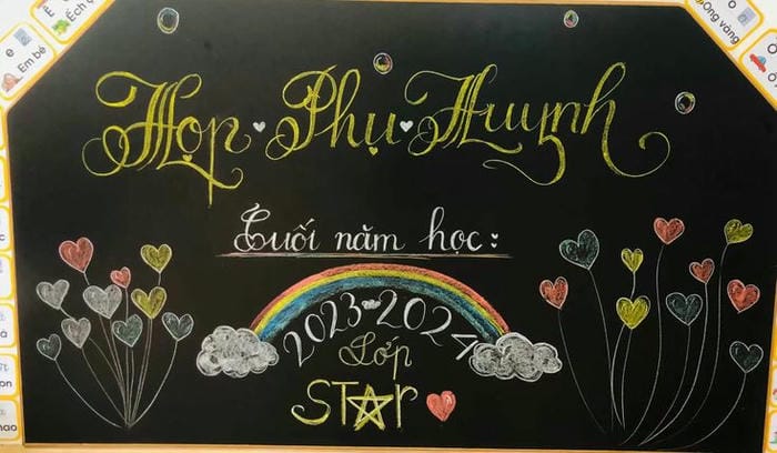 trang trí bảng họp phụ huynh nhẹ nhàng