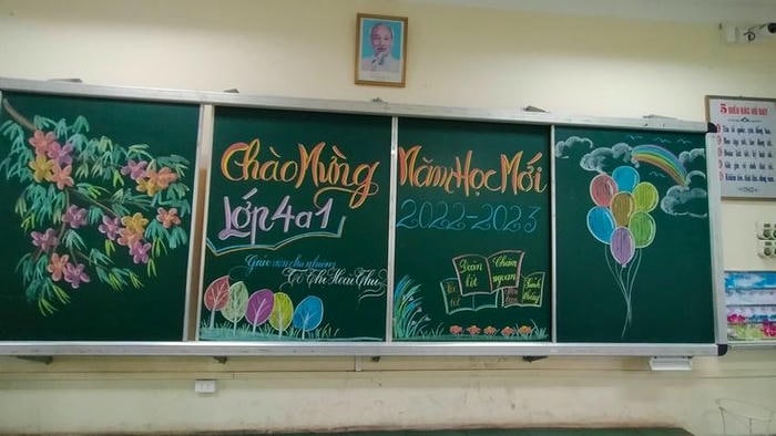 trang trí bảng khai giảng cute