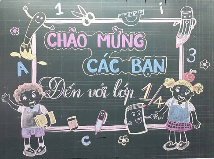 trang trí bảng khai giảng