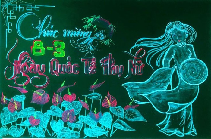 trang trí bảng ngày mùng 8 tháng 3