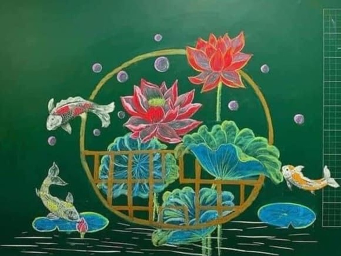 trang trí bảng sen đẹp