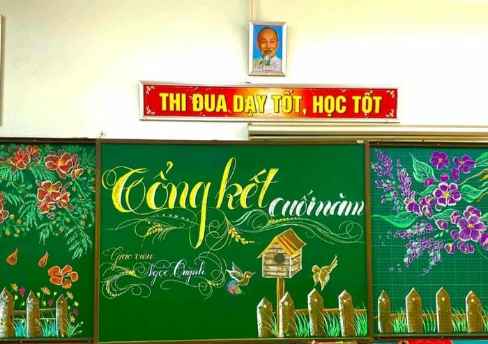trang trí bảng tổng kết giản dị