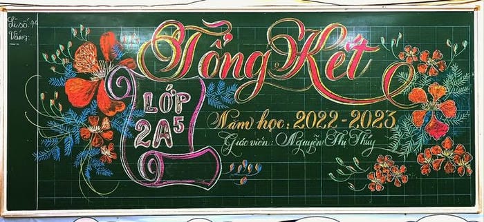 trang trí bảng tổng kết hoa phượng