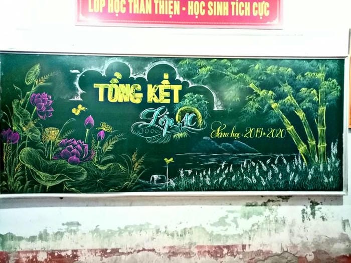 trang trí bảng tổng kết kiểu cây