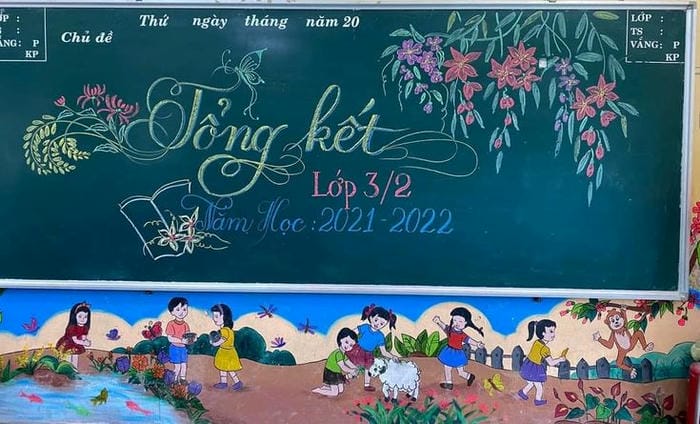 trang trí bảng tổng kết nhẹ nhàng