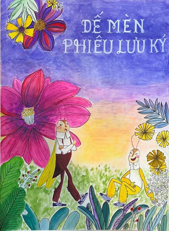 trang trí bìa sách dế mèn
