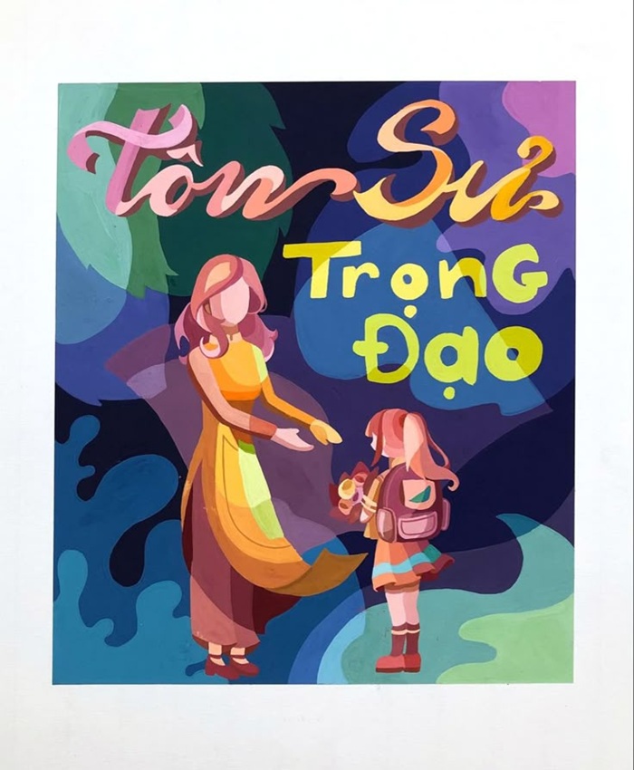 trang trí bìa sách tôn sư trọng đạo