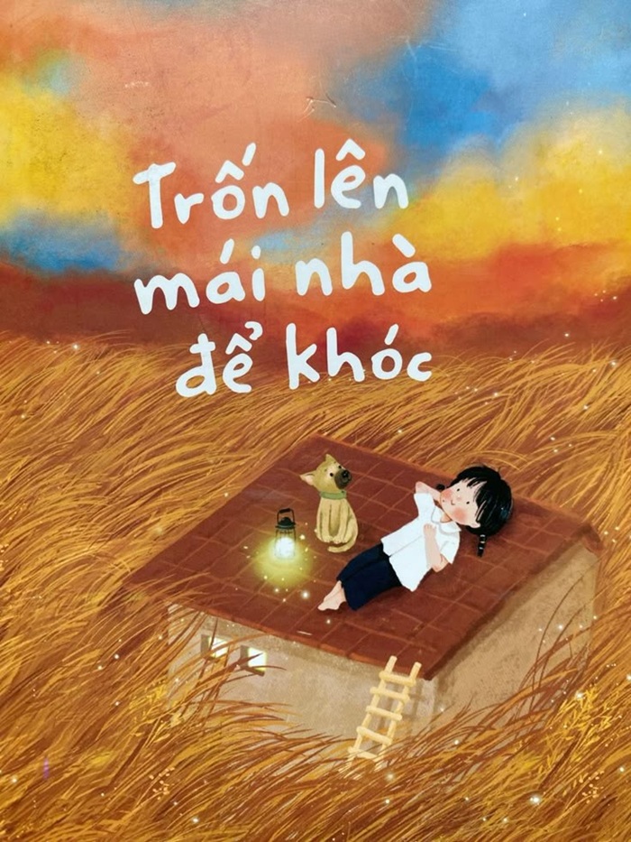 trang trí bìa sách trốn lên mái nhà để khóc