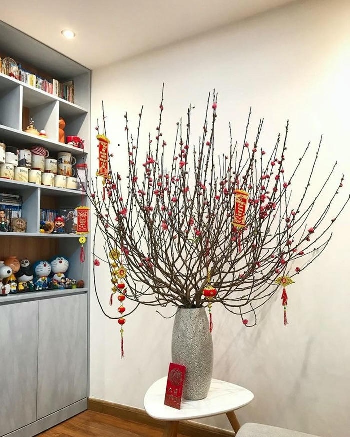 trang trí cây đào đơn giản