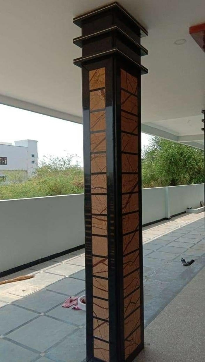 trang trí cột vuông trước nhà đẹp cực