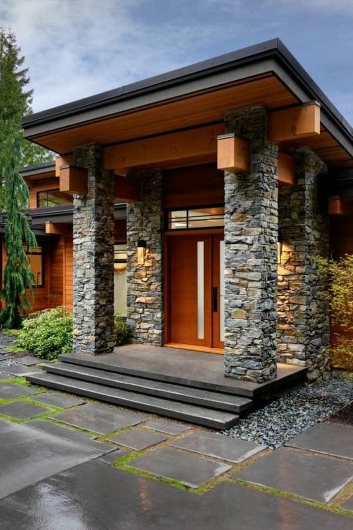trang trí cột vuông trước nhà siêu đẹp