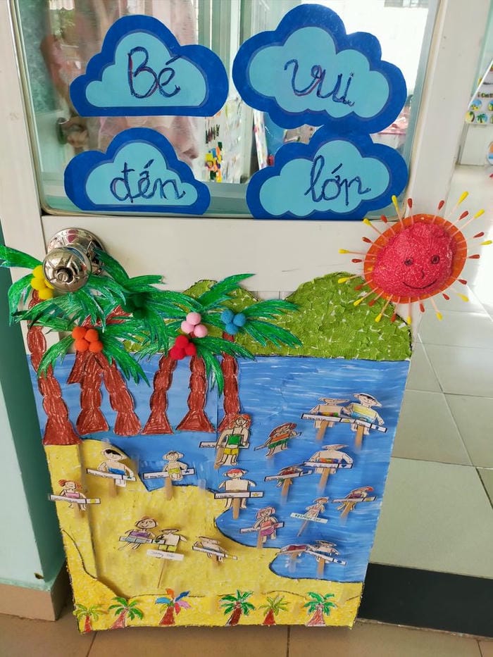 trang trí cửa lớp mầm non ảnh biển