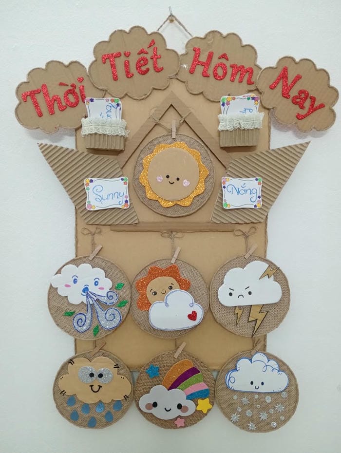 trang trí cửa lớp mầm non hình thời tiết