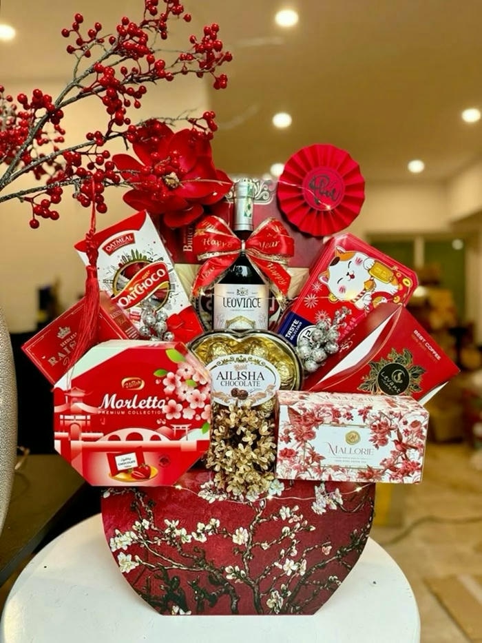 trang trí giỏ quà tết cực đẹp