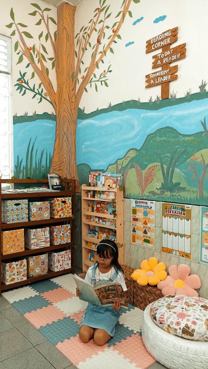 trang trí góc thư viện cực xinh