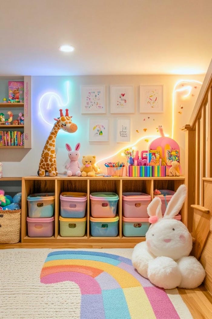 trang trí góc xây dưng stream kệ đồ