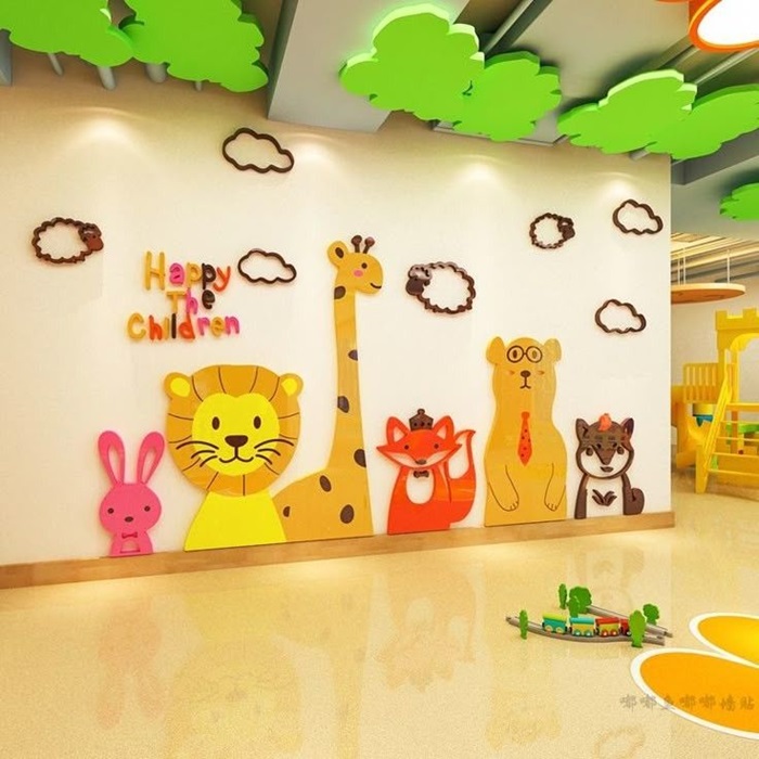 trang trí hành lang mầm non cute