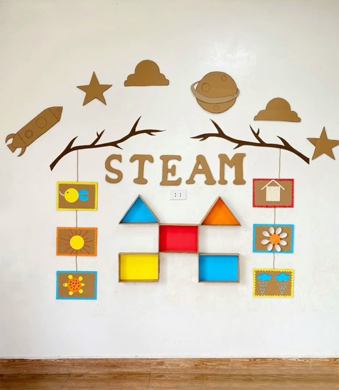 trang trí lớp nhà trẻ 24-36 tháng steam hình học