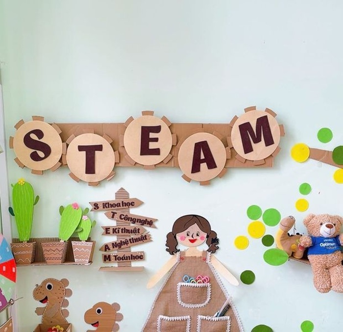 trang trí lớp nhà trẻ 24-36 tháng steam ngộ nghĩnh