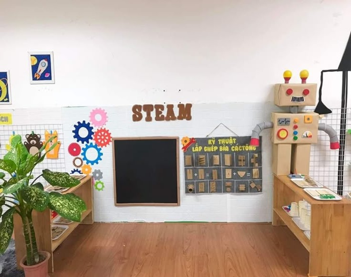 trang trí lớp nhà trẻ 24-36 tháng steam nhỏ xinh