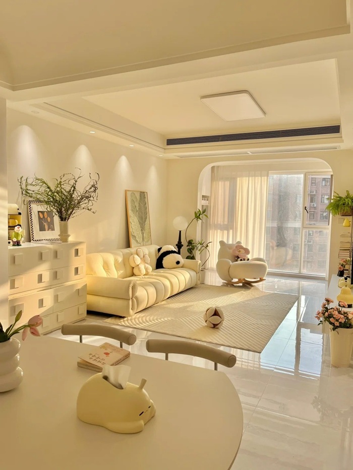 trang trí phòng khách đẹp đơn giản kèm cửa sổ