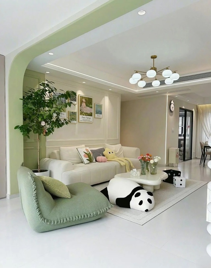 trang trí phòng khách đẹp phong cách xanh nhẹ