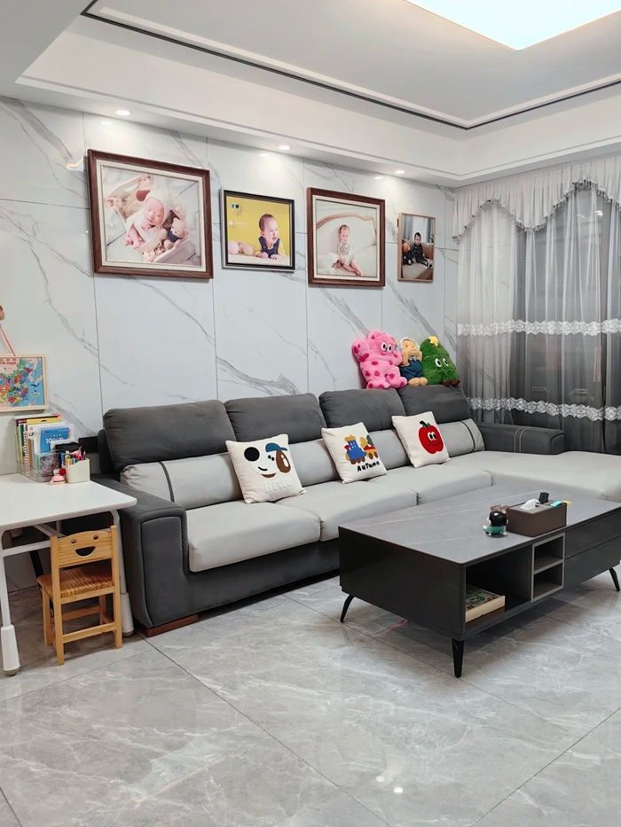 trang trí phòng khách đẹp xám trắng